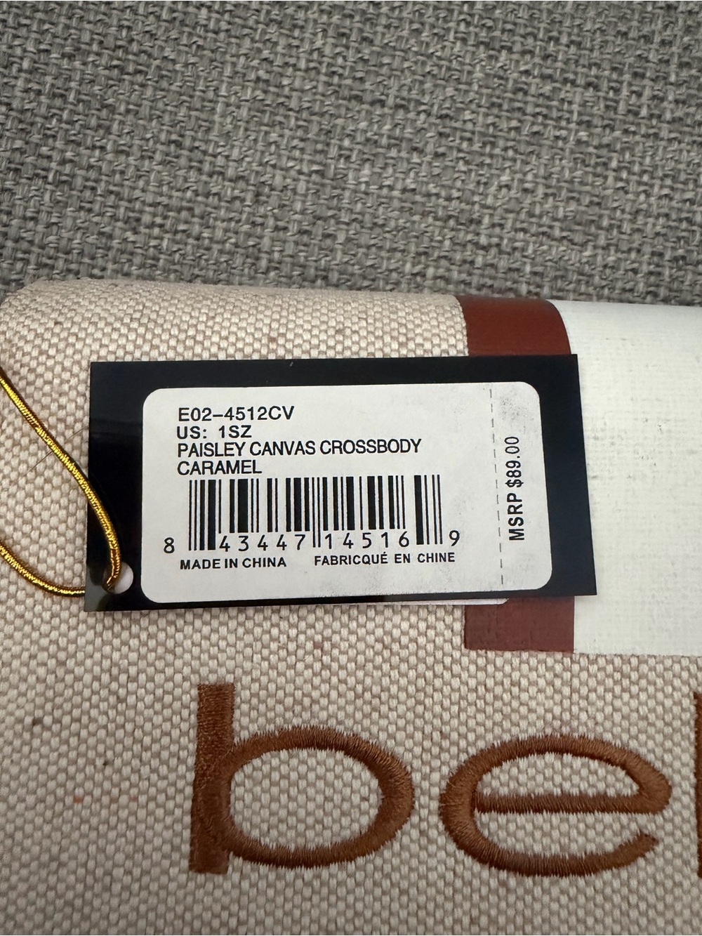 bebe Paisley Canvas Crossbody in Caramel MSRP $89 Brand new with tags - Picture 3 of 4